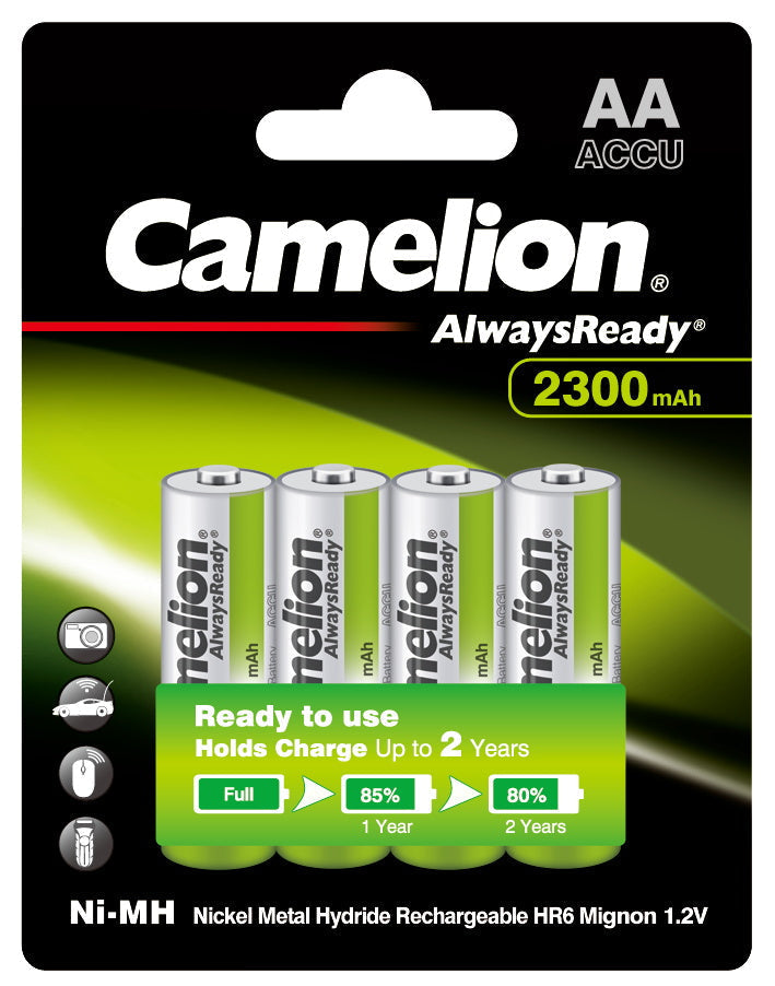 Camelion AA Always Ready 2300mAh Rechargeable Battery 4pk Blister