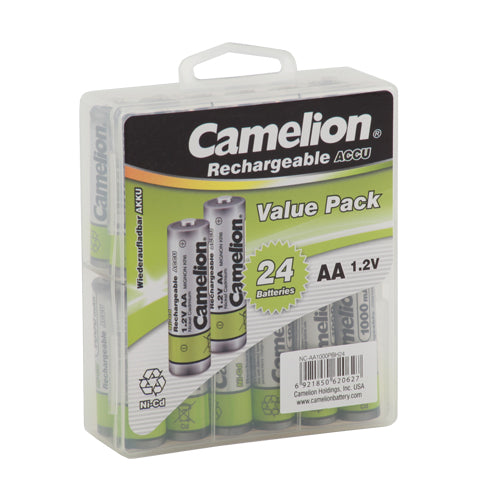 Camelion AA Ni-Cd Rechargeable Batteries 1000mAh Hard Plastic Case of